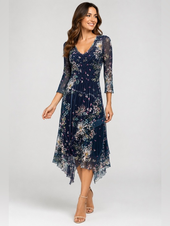 Komarov Dresses & Skirts - Komarov Navy Floral Midi Dress